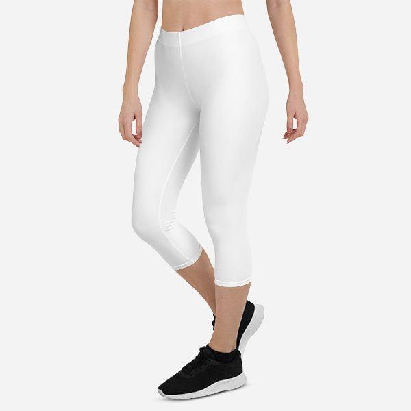 All-Over Print Capri Leggings - White