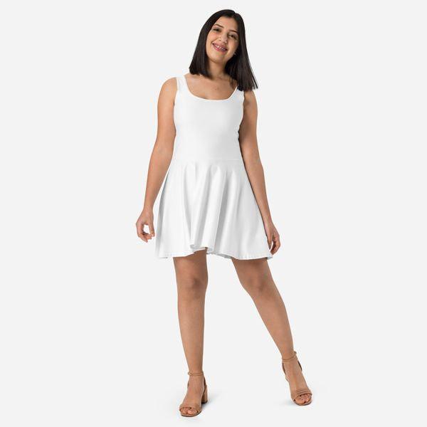 All-Over Print Skater Dress - White